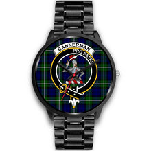 Load image into Gallery viewer, Bannerman Clans ,Black Metal Link watch, leather steel watch, tartan watch, tartan watches, clan watch, scotland watch, merry christmas, cyber Monday, halloween, black Friday