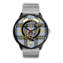 Load image into Gallery viewer, Bell of the Borders Clans ,Rose Gold Metal Link watch, leather steel watch, tartan watch, tartan watches, clan watch, scotland watch, merry christmas, cyber Monday, halloween, black Friday