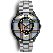 Load image into Gallery viewer, Bell of the Borders Clans ,Black Metal Link watch, leather steel watch, tartan watch, tartan watches, clan watch, scotland watch, merry christmas, cyber Monday, halloween, black Friday