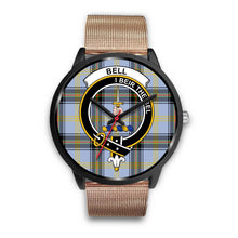 Load image into Gallery viewer, Bell of the Borders Clans ,Brown Leather watch, leather steel watch, tartan watch, tartan watches, clan watch, scotland watch, merry christmas, cyber Monday, halloween, black Friday