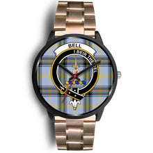 Load image into Gallery viewer, Bell of the Borders Clans ,Black Leather watch, leather steel watch, tartan watch, tartan watches, clan watch, scotland watch, merry christmas, cyber Monday, halloween, black Friday