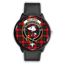 Load image into Gallery viewer, Belshes Tartan Clans ,Black Metal Mesh watch, leather steel watch, tartan watch, tartan watches, clan watch, scotland watch, merry christmas, cyber Monday, halloween, black Friday