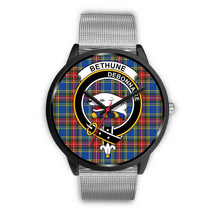 Load image into Gallery viewer, Bethune Clans ,Rose Gold Metal Link watch, leather steel watch, tartan watch, tartan watches, clan watch, scotland watch, merry christmas, cyber Monday, halloween, black Friday