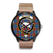 Load image into Gallery viewer, Bethune Clans ,Brown Leather watch, leather steel watch, tartan watch, tartan watches, clan watch, scotland watch, merry christmas, cyber Monday, halloween, black Friday