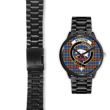 Load image into Gallery viewer, Bethune Clans ,Black Leather watch, leather steel watch, tartan watch, tartan watches, clan watch, scotland watch, merry christmas, cyber Monday, halloween, black Friday