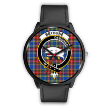 Load image into Gallery viewer, Bethune Clans ,Black Metal Mesh watch, leather steel watch, tartan watch, tartan watches, clan watch, scotland watch, merry christmas, cyber Monday, halloween, black Friday