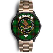 Load image into Gallery viewer, Beveridge Clans ,Black Leather watch, leather steel watch, tartan watch, tartan watches, clan watch, scotland watch, merry christmas, cyber Monday, halloween, black Friday