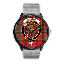 Load image into Gallery viewer, Binning Clans ,Rose Gold Metal Link watch, leather steel watch, tartan watch, tartan watches, clan watch, scotland watch, merry christmas, cyber Monday, halloween, black Friday