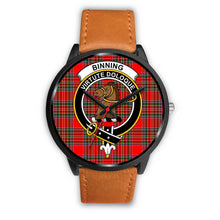 Load image into Gallery viewer, Binning Clans ,Pink Leather watch, leather steel watch, tartan watch, tartan watches, clan watch, scotland watch, merry christmas, cyber Monday, halloween, black Friday