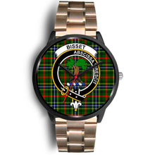 Load image into Gallery viewer, Bisset Clans ,Brown Leather watch, leather steel watch, tartan watch, tartan watches, clan watch, scotland watch, merry christmas, cyber Monday, halloween, black Friday