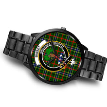 Load image into Gallery viewer, Bisset Clans ,Brown Leather watch, leather steel watch, tartan watch, tartan watches, clan watch, scotland watch, merry christmas, cyber Monday, halloween, black Friday