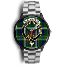 Load image into Gallery viewer, Blackadder Clans ,Black Metal Link watch, leather steel watch, tartan watch, tartan watches, clan watch, scotland watch, merry christmas, cyber Monday, halloween, black Friday