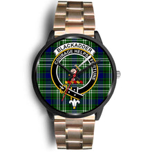 Load image into Gallery viewer, Blackadder Clans ,Black Leather watch, leather steel watch, tartan watch, tartan watches, clan watch, scotland watch, merry christmas, cyber Monday, halloween, black Friday