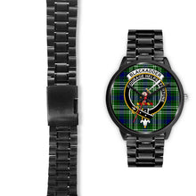Load image into Gallery viewer, Blackadder Clans ,Black Leather watch, leather steel watch, tartan watch, tartan watches, clan watch, scotland watch, merry christmas, cyber Monday, halloween, black Friday