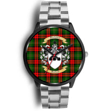 Load image into Gallery viewer, Blackstock Clans ,Black Metal Link watch, leather steel watch, tartan watch, tartan watches, clan watch, scotland watch, merry christmas, cyber Monday, halloween, black Friday