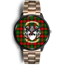 Load image into Gallery viewer, Blackstock Clans ,Black Leather watch, leather steel watch, tartan watch, tartan watches, clan watch, scotland watch, merry christmas, cyber Monday, halloween, black Friday