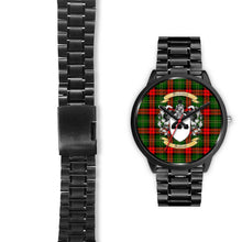 Load image into Gallery viewer, Blackstock Clans ,Black Leather watch, leather steel watch, tartan watch, tartan watches, clan watch, scotland watch, merry christmas, cyber Monday, halloween, black Friday