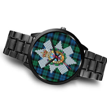 Load image into Gallery viewer, Blackwatch Ancient Clans ,Brown Leather watch, leather steel watch, tartan watch, tartan watches, clan watch, scotland watch, merry christmas, cyber Monday, halloween, black Friday