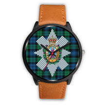 Load image into Gallery viewer, Blackwatch Ancient Clans ,Pink Leather watch, leather steel watch, tartan watch, tartan watches, clan watch, scotland watch, merry christmas, cyber Monday, halloween, black Friday