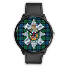 Load image into Gallery viewer, Blackwatch Ancient Clans ,Black Metal Mesh watch, leather steel watch, tartan watch, tartan watches, clan watch, scotland watch, merry christmas, cyber Monday, halloween, black Friday