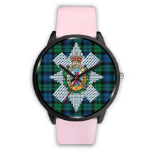 Load image into Gallery viewer, Blackwatch Ancient Clans ,Silver Metal Link watch, leather steel watch, tartan watch, tartan watches, clan watch, scotland watch, merry christmas, cyber Monday, halloween, black Friday