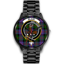 Load image into Gallery viewer, Blair Modern Clans ,Black Metal Link watch, leather steel watch, tartan watch, tartan watches, clan watch, scotland watch, merry christmas, cyber Monday, halloween, black Friday
