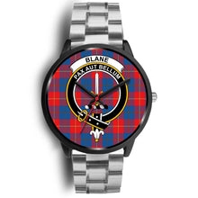 Load image into Gallery viewer, Blane Clans ,Black Metal Link watch, leather steel watch, tartan watch, tartan watches, clan watch, scotland watch, merry christmas, cyber Monday, halloween, black Friday