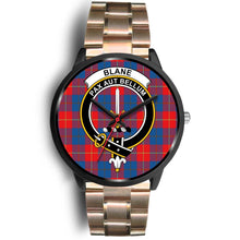 Load image into Gallery viewer, Blane Clans ,Black Leather watch, leather steel watch, tartan watch, tartan watches, clan watch, scotland watch, merry christmas, cyber Monday, halloween, black Friday