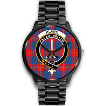Load image into Gallery viewer, Blane Clans ,Black Metal Link watch, leather steel watch, tartan watch, tartan watches, clan watch, scotland watch, merry christmas, cyber Monday, halloween, black Friday