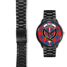 Load image into Gallery viewer, Blane Clans ,Black Leather watch, leather steel watch, tartan watch, tartan watches, clan watch, scotland watch, merry christmas, cyber Monday, halloween, black Friday