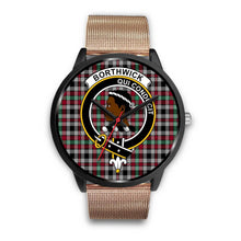 Load image into Gallery viewer, Borthwick Ancient Clans ,Black Metal Link watch, leather steel watch, tartan watch, tartan watches, clan watch, scotland watch, merry christmas, cyber Monday, halloween, black Friday