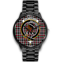 Load image into Gallery viewer, Borthwick Ancient Clans ,Black Metal Link watch, leather steel watch, tartan watch, tartan watches, clan watch, scotland watch, merry christmas, cyber Monday, halloween, black Friday