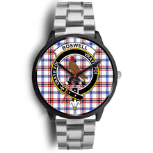 Load image into Gallery viewer, Boswell Modern Clans ,Black Metal Link watch, leather steel watch, tartan watch, tartan watches, clan watch, scotland watch, merry christmas, cyber Monday, halloween, black Friday