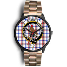 Load image into Gallery viewer, Boswell Modern Clans ,Black Leather watch, leather steel watch, tartan watch, tartan watches, clan watch, scotland watch, merry christmas, cyber Monday, halloween, black Friday