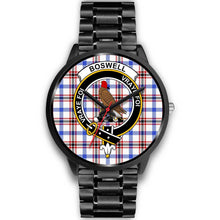 Load image into Gallery viewer, Boswell Modern Clans ,Black Metal Link watch, leather steel watch, tartan watch, tartan watches, clan watch, scotland watch, merry christmas, cyber Monday, halloween, black Friday