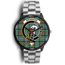 Load image into Gallery viewer, Brisbane modern Clans ,Black Metal Link watch, leather steel watch, tartan watch, tartan watches, clan watch, scotland watch, merry christmas, cyber Monday, halloween, black Friday