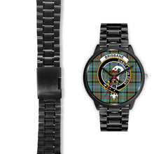 Load image into Gallery viewer, Brisbane modern Clans ,Black Leather watch, leather steel watch, tartan watch, tartan watches, clan watch, scotland watch, merry christmas, cyber Monday, halloween, black Friday
