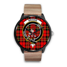 Load image into Gallery viewer, Brodie Modern Clans ,Brown Leather watch, leather steel watch, tartan watch, tartan watches, clan watch, scotland watch, merry christmas, cyber Monday, halloween, black Friday