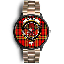 Load image into Gallery viewer, Brodie Modern Clans ,Black Leather watch, leather steel watch, tartan watch, tartan watches, clan watch, scotland watch, merry christmas, cyber Monday, halloween, black Friday