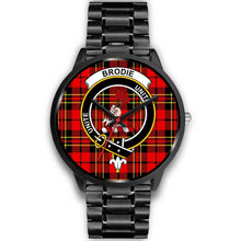 Load image into Gallery viewer, Brodie Modern Clans ,Black Metal Link watch, leather steel watch, tartan watch, tartan watches, clan watch, scotland watch, merry christmas, cyber Monday, halloween, black Friday