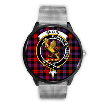 Load image into Gallery viewer, Broun Modern Clans ,Rose Gold Metal Link watch, leather steel watch, tartan watch, tartan watches, clan watch, scotland watch, merry christmas, cyber Monday, halloween, black Friday