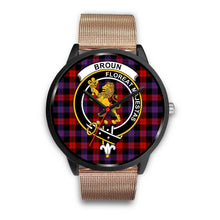 Load image into Gallery viewer, Broun Modern Clans ,Brown Leather watch, leather steel watch, tartan watch, tartan watches, clan watch, scotland watch, merry christmas, cyber Monday, halloween, black Friday