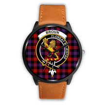 Load image into Gallery viewer, Broun Modern Clans ,Pink Leather watch, leather steel watch, tartan watch, tartan watches, clan watch, scotland watch, merry christmas, cyber Monday, halloween, black Friday