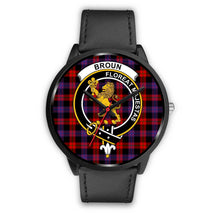 Load image into Gallery viewer, Broun Modern Clans ,Black Metal Mesh watch, leather steel watch, tartan watch, tartan watches, clan watch, scotland watch, merry christmas, cyber Monday, halloween, black Friday