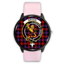 Load image into Gallery viewer, Broun Modern Clans ,Silver Metal Link watch, leather steel watch, tartan watch, tartan watches, clan watch, scotland watch, merry christmas, cyber Monday, halloween, black Friday