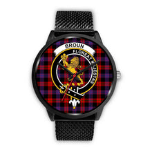 Load image into Gallery viewer, Broun Modern Clans ,Rose Gold Metal Mesh watch, leather steel watch, tartan watch, tartan watches, clan watch, scotland watch, merry christmas, cyber Monday, halloween, black Friday