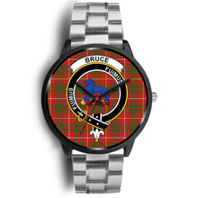 Load image into Gallery viewer, Bruce Modern Clans ,Black Metal Link watch, leather steel watch, tartan watch, tartan watches, clan watch, scotland watch, merry christmas, cyber Monday, halloween, black Friday