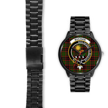 Load image into Gallery viewer, Buchan Modern Clans ,Black Leather watch, leather steel watch, tartan watch, tartan watches, clan watch, scotland watch, merry christmas, cyber Monday, halloween, black Friday