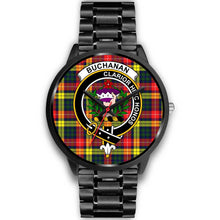 Load image into Gallery viewer, Buchanan Modern Clans ,Black Metal Link watch, leather steel watch, tartan watch, tartan watches, clan watch, scotland watch, merry christmas, cyber Monday, halloween, black Friday
