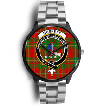 Load image into Gallery viewer, Burnett Ancient Clans ,Black Metal Link watch, leather steel watch, tartan watch, tartan watches, clan watch, scotland watch, merry christmas, cyber Monday, halloween, black Friday